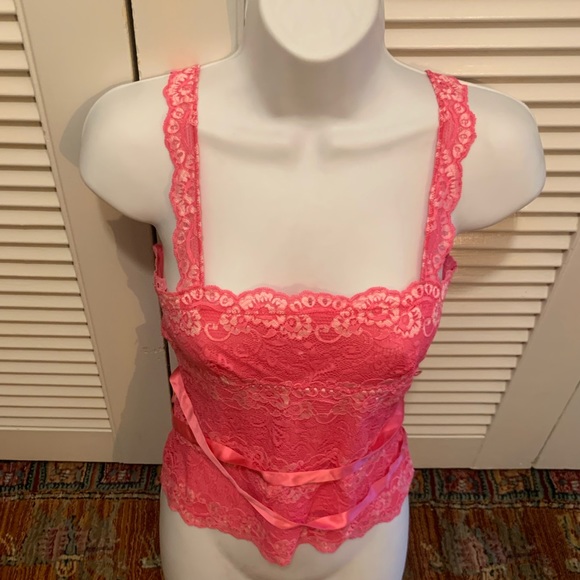 Banana Republic Tops - New Banana Republic Hot Pink Lace Princess Cami